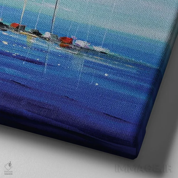 تابلو قایقها اثر اریک برونی - نمای نزدیک بافت بوم