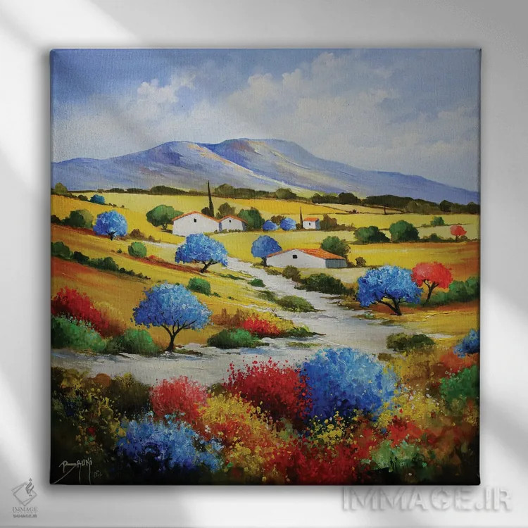 تابلو درختان آبی اثر اریک برونی - نمای روبهرو روی دیوار