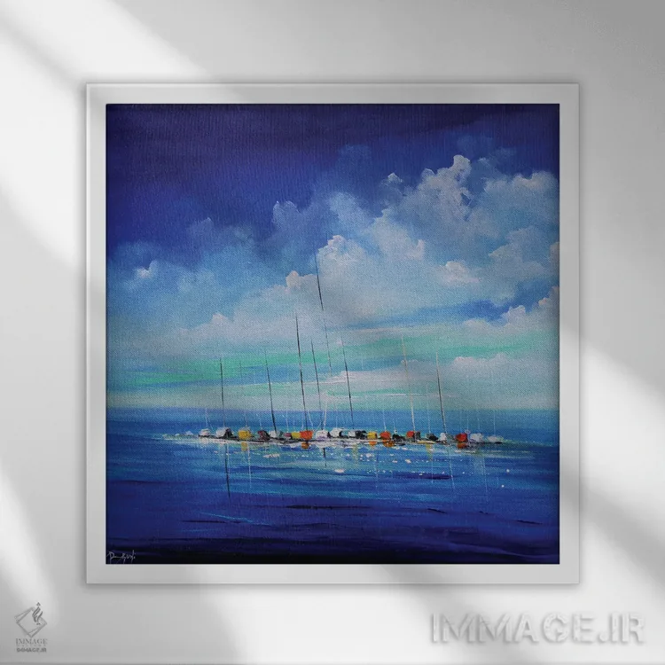 تابلو قایقها اثر اریک برونی - نمای قابدار سفید