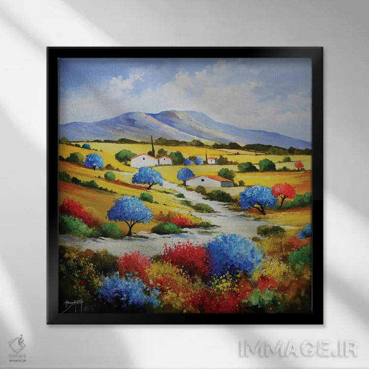 تابلو درختان آبی اثر اریک برونی - نمای قابدار مشکی