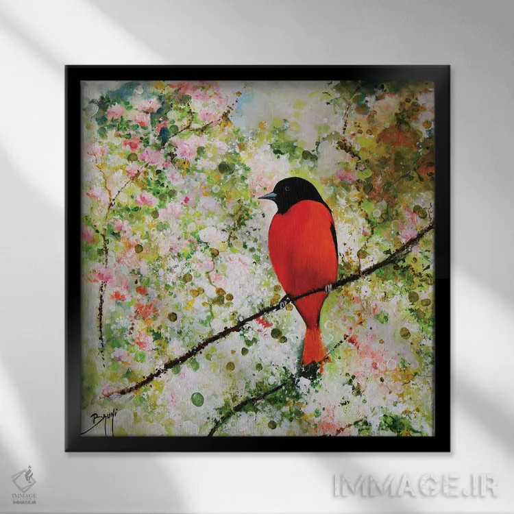تابلو پرندهٔ خوشبختی اثر اریک برونی - نمای قابدار مشکی