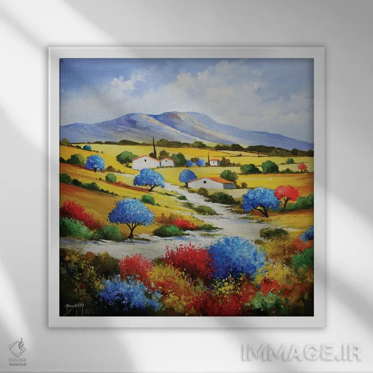 تابلو درختان آبی اثر اریک برونی - نمای قابدار سفید