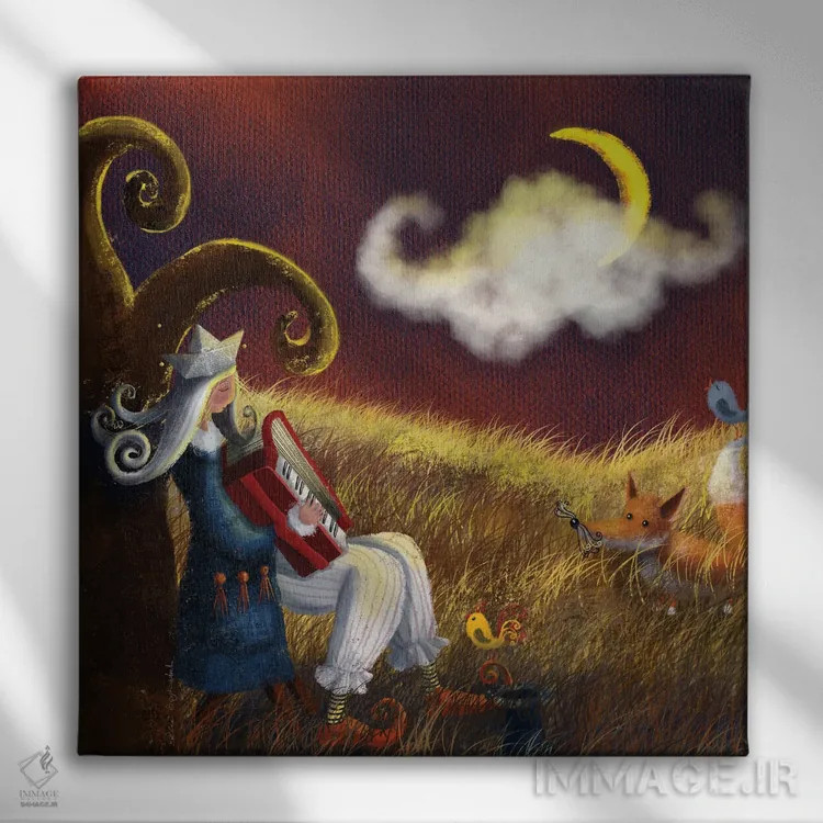 تابلو تماشاگران پاییزی اثر الی بیکزاده - نمای روبهرو روی دیوار