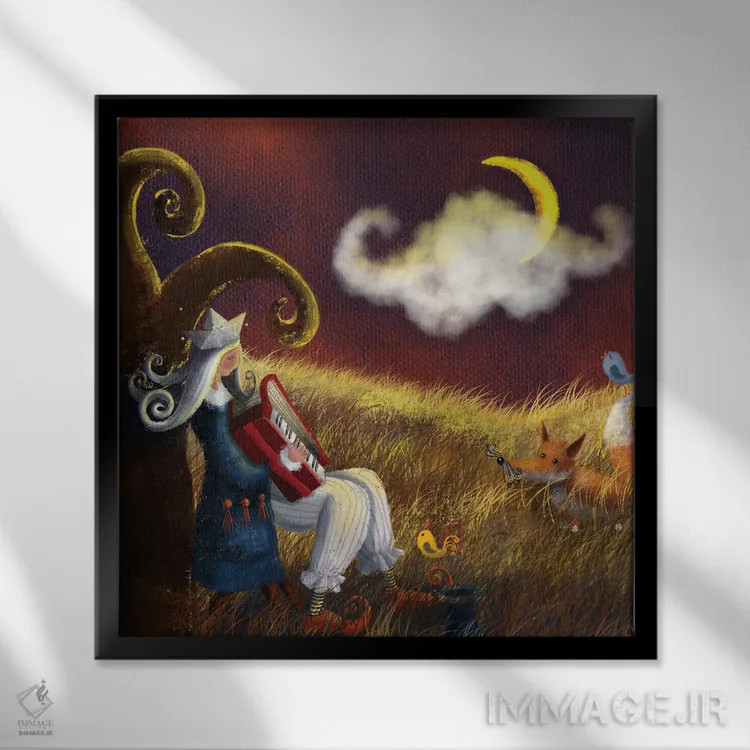 تابلو تماشاگران پاییزی اثر الی بیکزاده - نمای قابدار مشکی