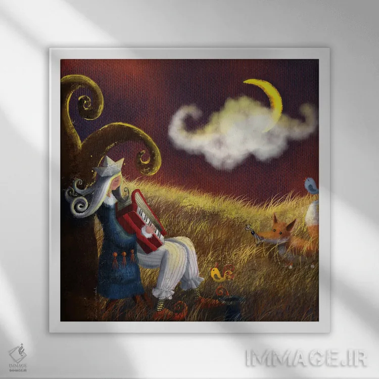 تابلو تماشاگران پاییزی اثر الی بیکزاده - نمای قابدار سفید