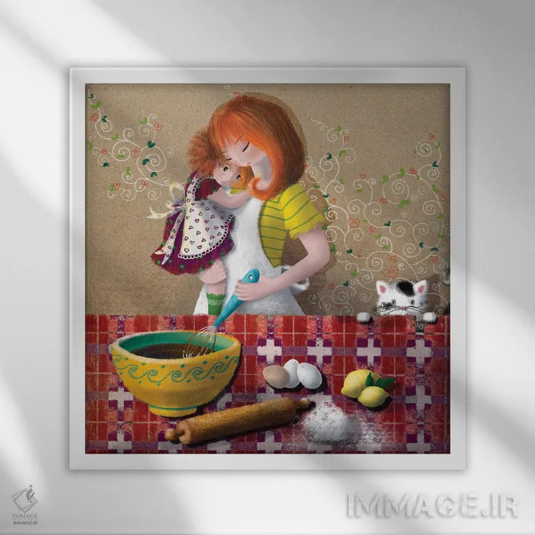 تابلو دختر کوچولوی ایرادگیر اثر الی بیکزاده - نمای قابدار سفید