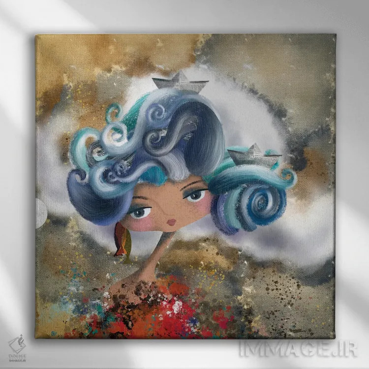 تابلو طوفان فکری اثر الی بیکزاده - نمای روبهرو روی دیوار