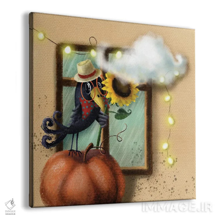 تابلو کلاغ و گل آفتابگردان اثر الی بیکزاده - نمای پرسپکتیو محصول