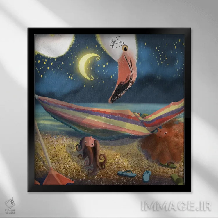 تابلو رویای نیمهشب تابستان (نمایشنامه شکسپیر) اثر الی بیکزاده - نمای قابدار مشکی