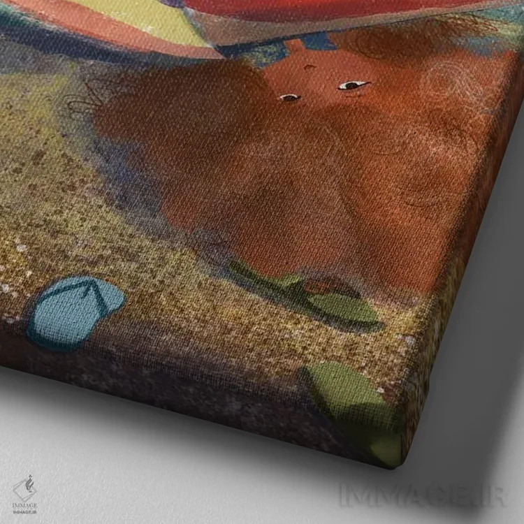 تابلو رویای نیمهشب تابستان (نمایشنامه شکسپیر) اثر الی بیکزاده - نمای نزدیک بافت بوم