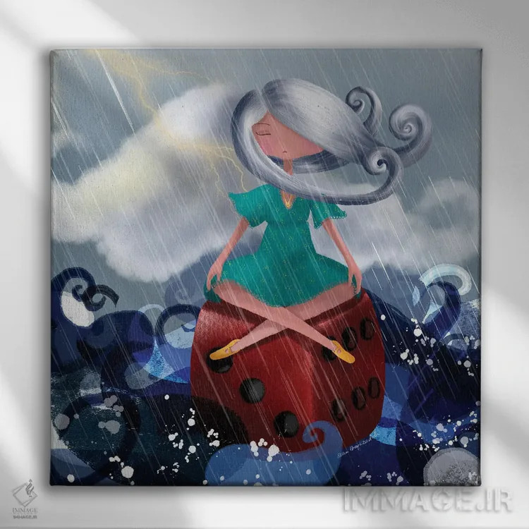 تابلو تاسانداز اثر الی بیکزاده - نمای روبهرو روی دیوار