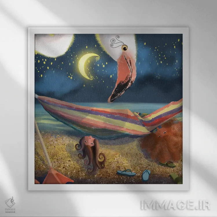 تابلو رویای نیمهشب تابستان (نمایشنامه شکسپیر) اثر الی بیکزاده - نمای قابدار سفید