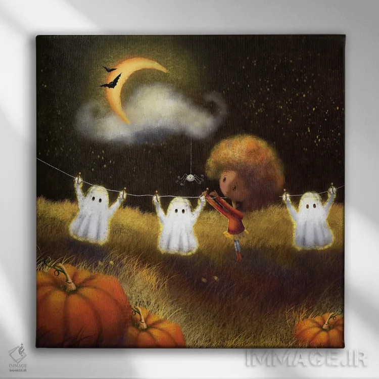 تابلو ارواح شستهشده اثر الی بیکزاده - نمای روبهرو روی دیوار