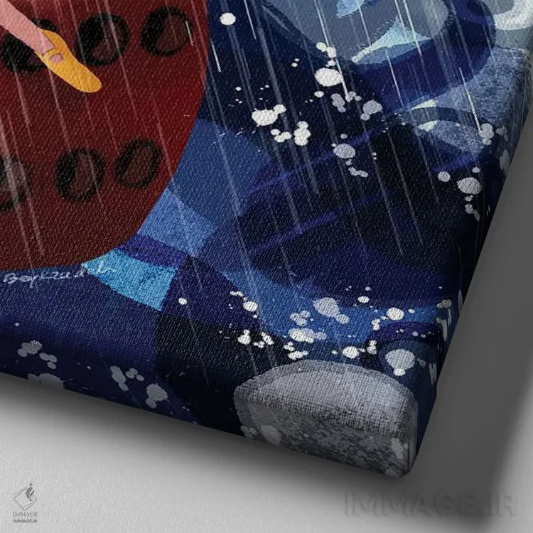 تابلو تاسانداز اثر الی بیکزاده - نمای نزدیک بافت بوم