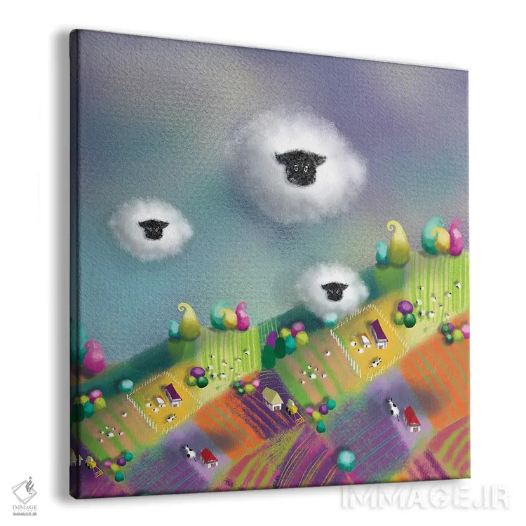 تابلو ابرها یا گوسفندها اثر الی بیکزاده - نمای پرسپکتیو محصول