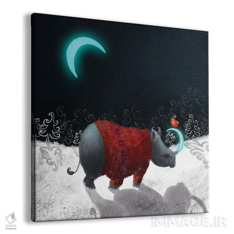 تابلو کرگدن اندیشمند اثر الی بیکزاده - نمای پرسپکتیو محصول