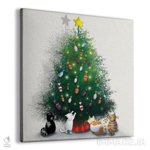 تابلو کریسمس بچهگربهها اثر الی بیکزاده - نمای پرسپکتیو محصول