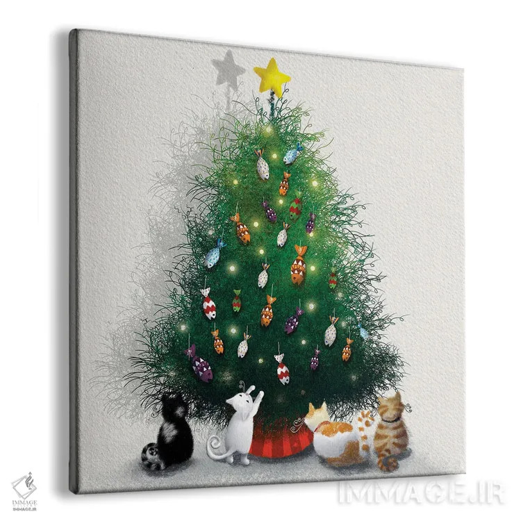 تابلو کریسمس بچهگربهها اثر الی بیکزاده - نمای پرسپکتیو محصول