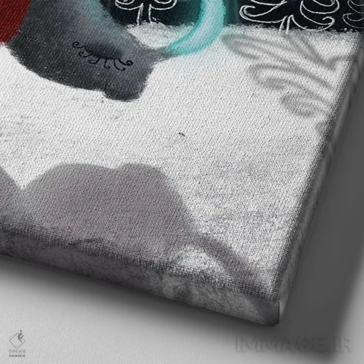 تابلو کرگدن اندیشمند اثر الی بیکزاده - نمای نزدیک بافت بوم