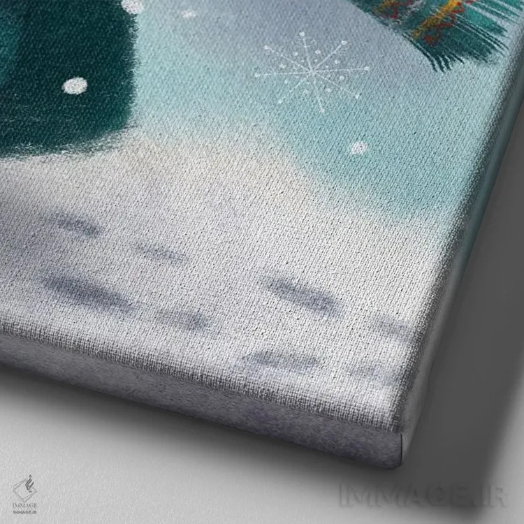 تابلو جادوی زمستان اثر الی بیکزاده - نمای نزدیک بافت بوم