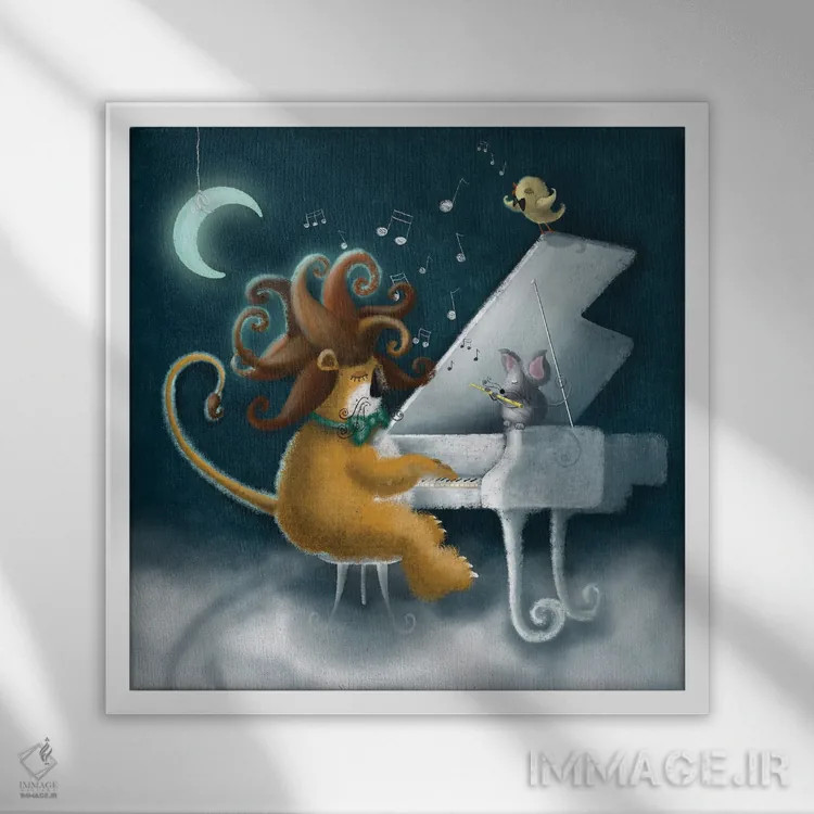 تابلو کنسرتو پیانو اثر الی بیکزاده - نمای قابدار سفید