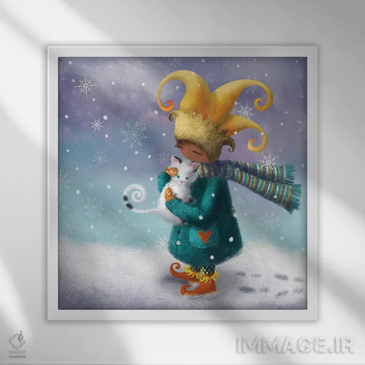 تابلو جادوی زمستان اثر الی بیکزاده - نمای قابدار سفید