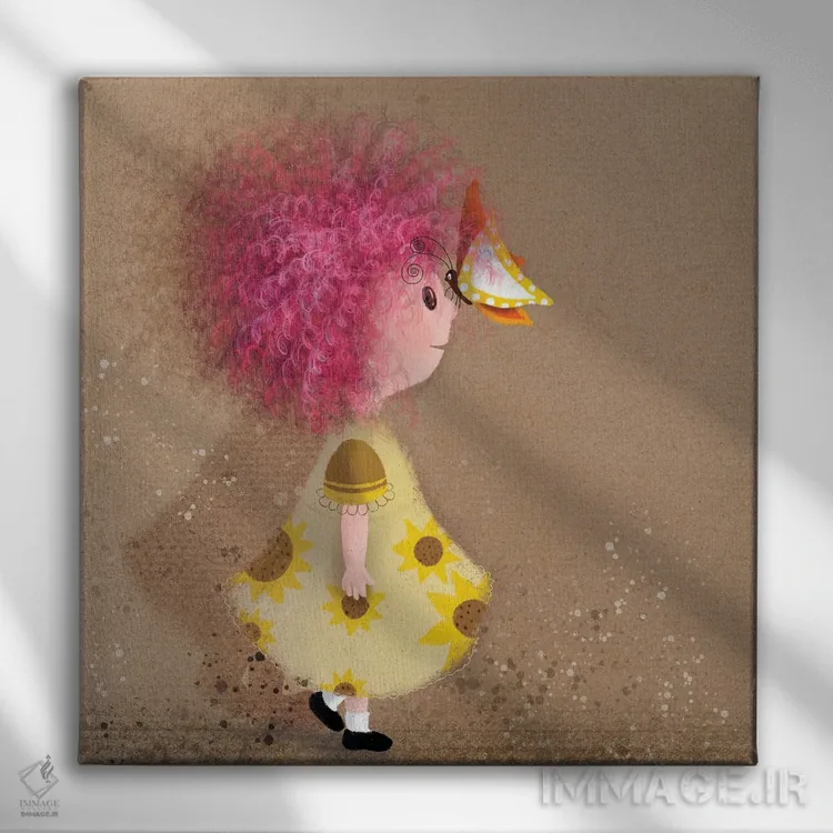تابلو دختر پروانهای اثر الی بیکزاده - نمای روبهرو روی دیوار