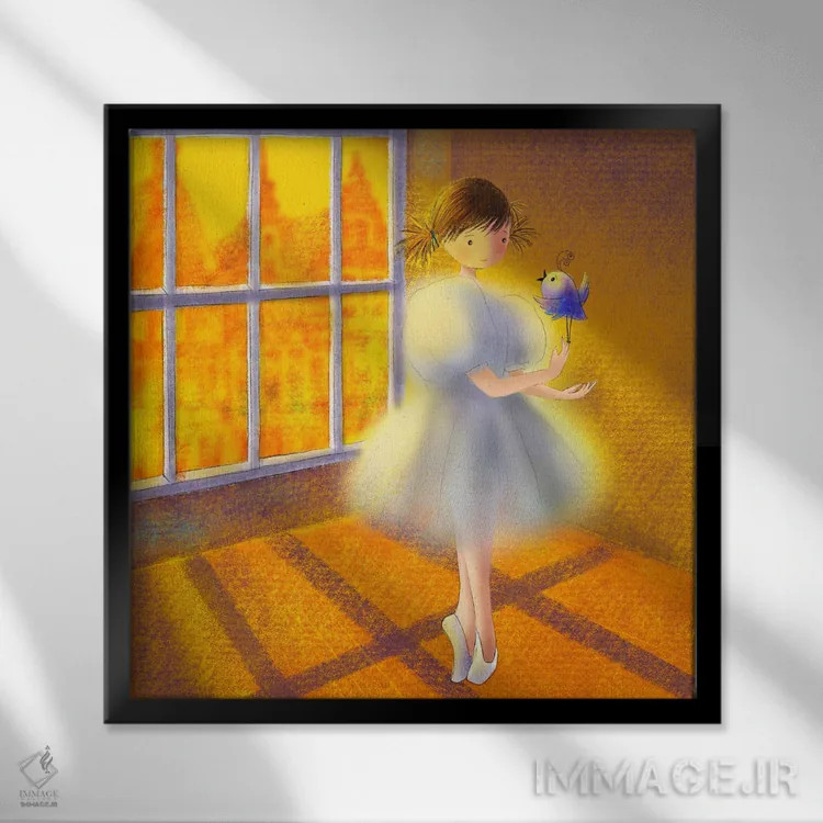 تابلو رقاصه کوچولو اثر الی بیکزاده - نمای قابدار مشکی