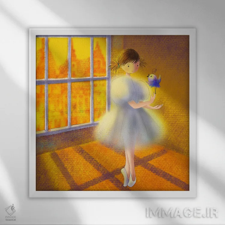 تابلو رقاصه کوچولو اثر الی بیکزاده - نمای قابدار سفید