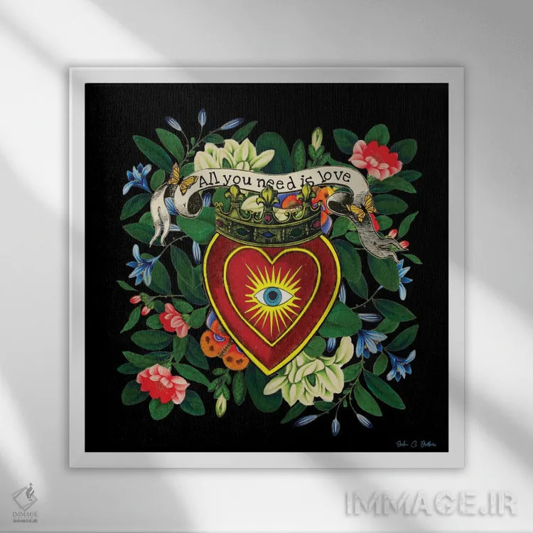 تابلو تمام چیزی که نیاز داری عشق است اثر اریکا سی. برادرز - نمای قابدار سفید