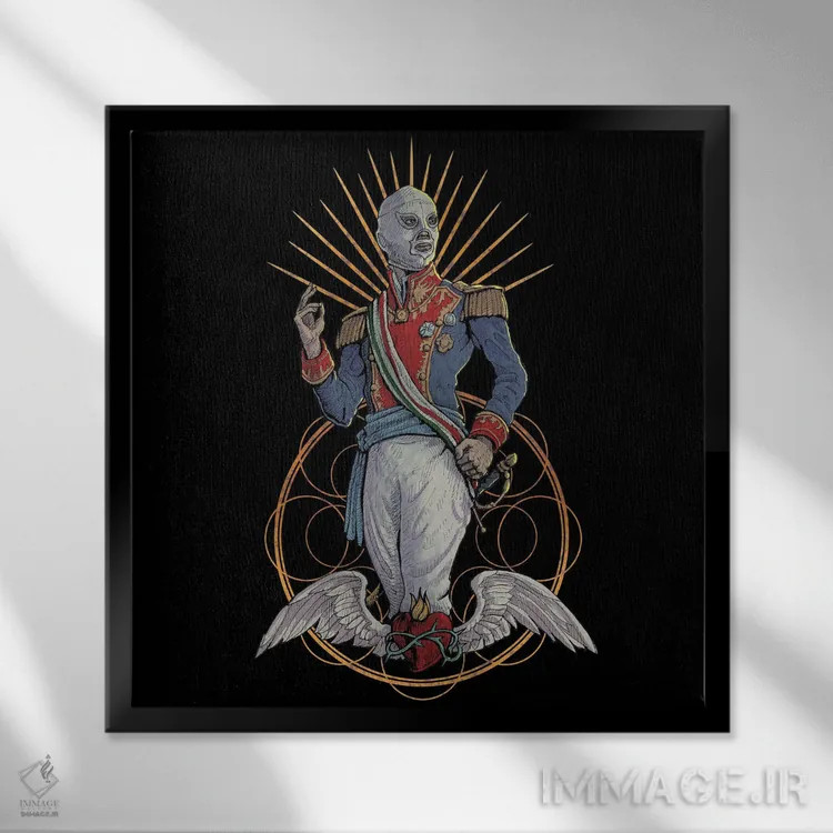 تابلو ال سانتو (کشتیگیر مشهور مکزیکی) اثر اریکا سی. برادرز - نمای قابدار مشکی