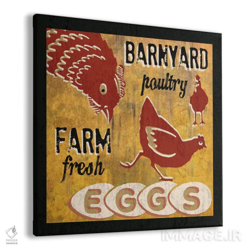 تابلو مرغ و خروس حیاط روستا اثر ارین کلارک - نمای پرسپکتیو محصول