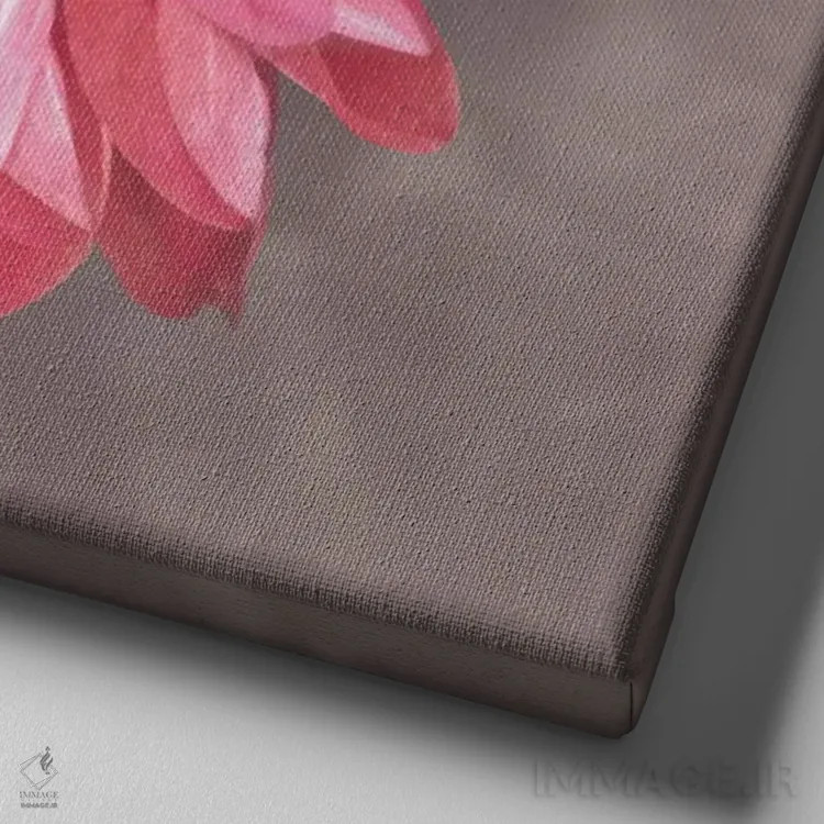 تابلو زینیا صورتی (نوعی گل) اثر ارین کلارک - نمای نزدیک بافت بوم