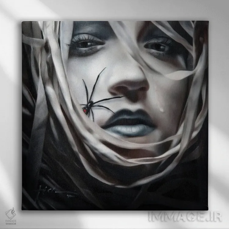 تابلو بیوه سیاه اثر جف اچواریا - نمای روبهرو روی دیوار