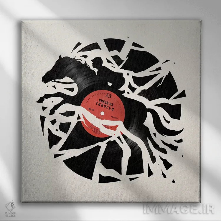 تابلو دیسکجوکی قرمز اثر انکل دیکا - نمای روبهرو روی دیوار