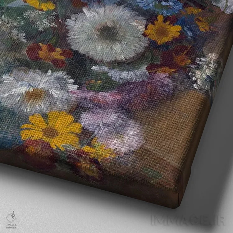 تابلو گلدان گل اثر ادگار دگا (نقاش و مجسمهساز فرانسوی) - نمای نزدیک بافت بوم