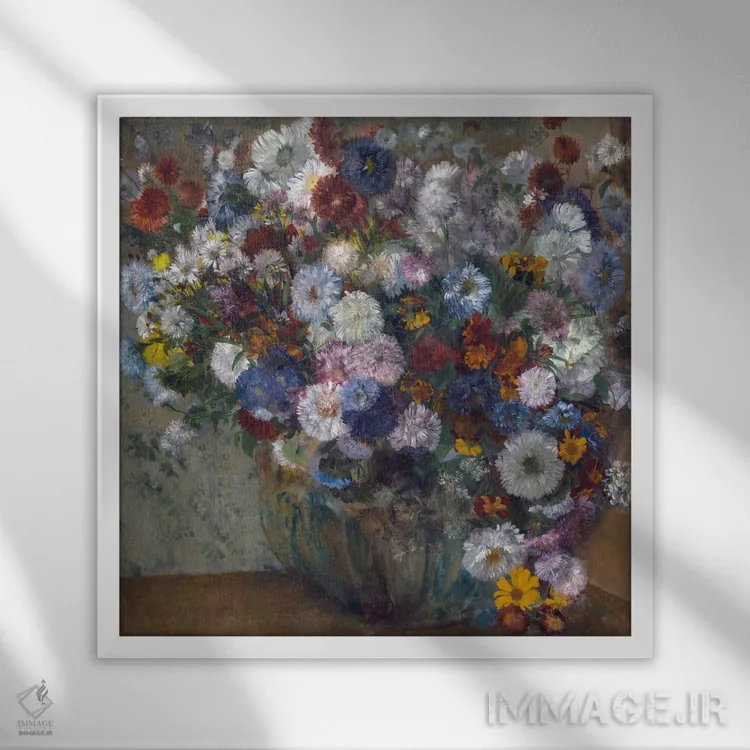 تابلو گلدان گل اثر ادگار دگا (نقاش و مجسمهساز فرانسوی) - نمای قابدار سفید