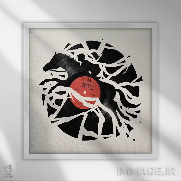 تابلو دیسکجوکی قرمز اثر انکل دیکا - نمای قابدار سفید