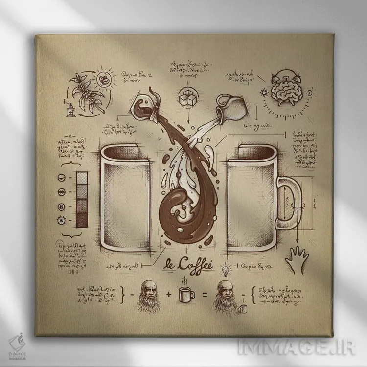 تابلو قهوه (مایع خلاقیت) اثر انکل دیکا - نمای روبهرو روی دیوار