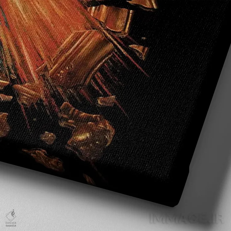 تابلو حمله هنری اثر انکل دیکا - نمای نزدیک بافت بوم