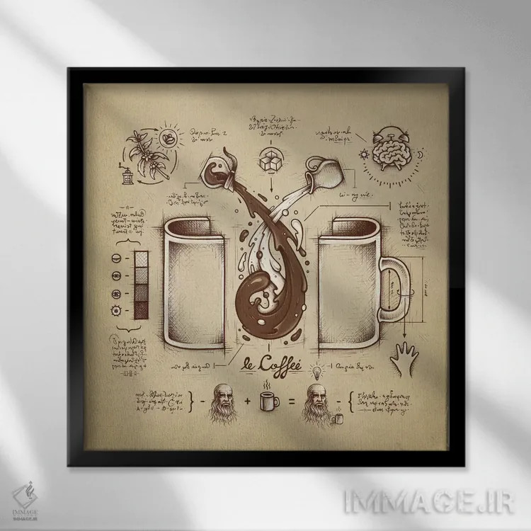 تابلو قهوه (مایع خلاقیت) اثر انکل دیکا - نمای قابدار مشکی