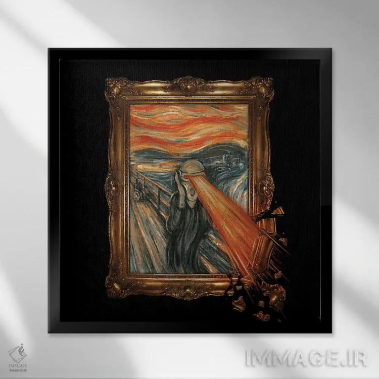 تابلو حمله هنری اثر انکل دیکا - نمای قابدار مشکی