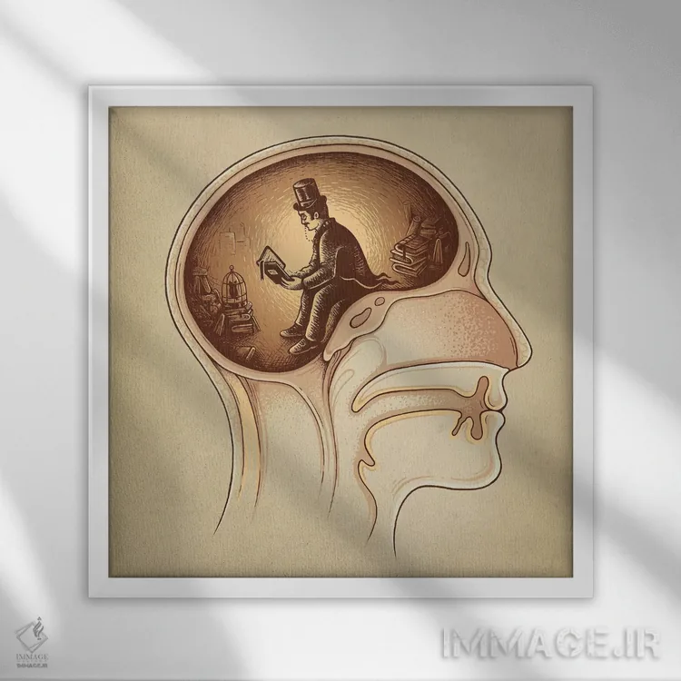 تابلو ذهنخوان اثر انکل دیکا - نمای قابدار سفید