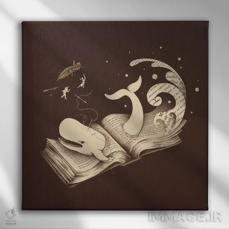 تابلو موبی (اشاره به نام هنری یا کتاب) اثر انکل دیکا - نمای روبهرو روی دیوار