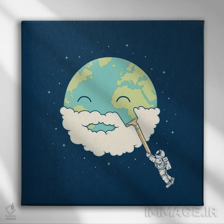 تابلو تراشیدن سیاره اثر انکل دیکا - نمای روبهرو روی دیوار