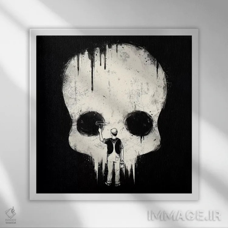 تابلو رنگش کن سیاه اثر انکل دیکا - نمای قابدار سفید