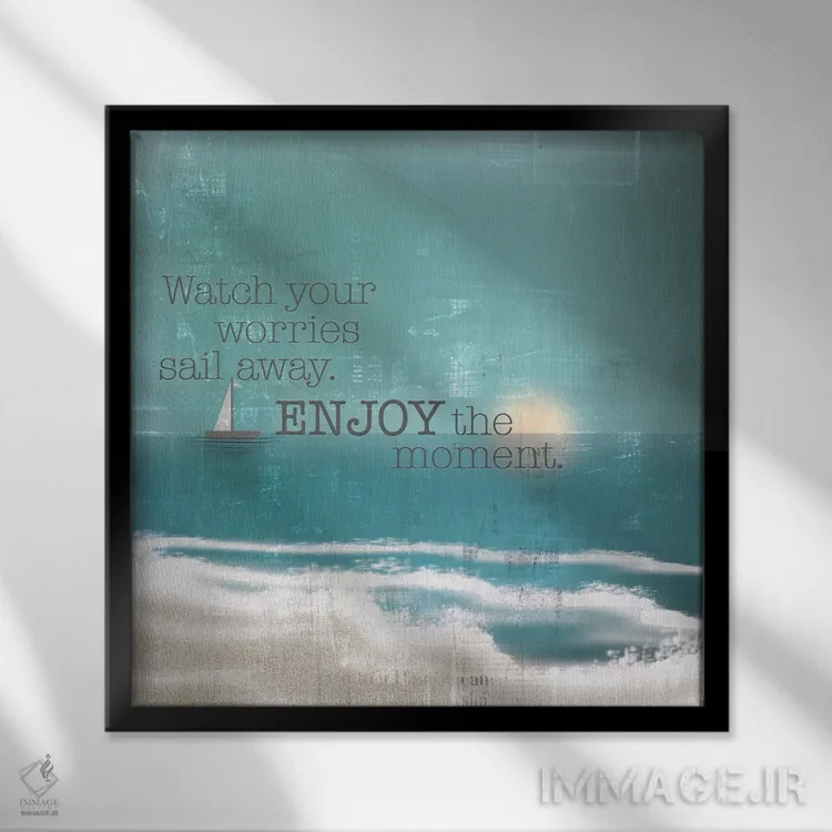 تابلو ساحل احساسی بافتدار ۲ اثر لی سی - نمای قابدار مشکی