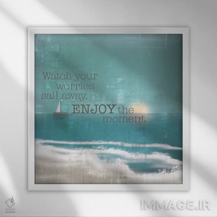 تابلو ساحل احساسی بافتدار ۲ اثر لی سی - نمای قابدار سفید