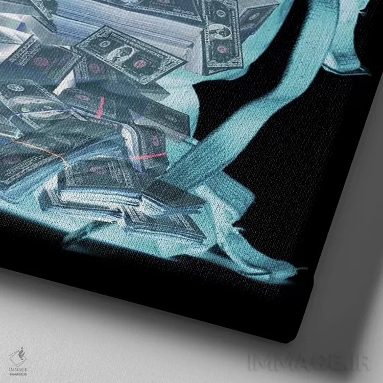 تابلو کیسهٔ پول اثر فایو بای فایو کالکتیو - نمای نزدیک بافت بوم