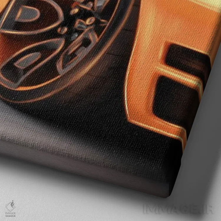 تابلو ماشین زرد اثر ارین فلیس - نمای نزدیک بافت بوم